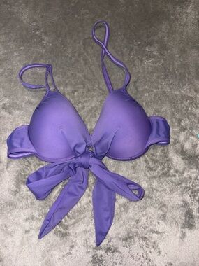 SHEIN Violet Front-Tie Padded Bikini Top